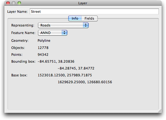 Layer Info Window - Info Tab