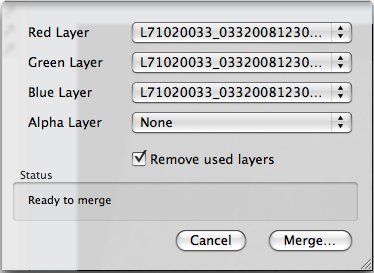 Merge Raster Layers Options dialog