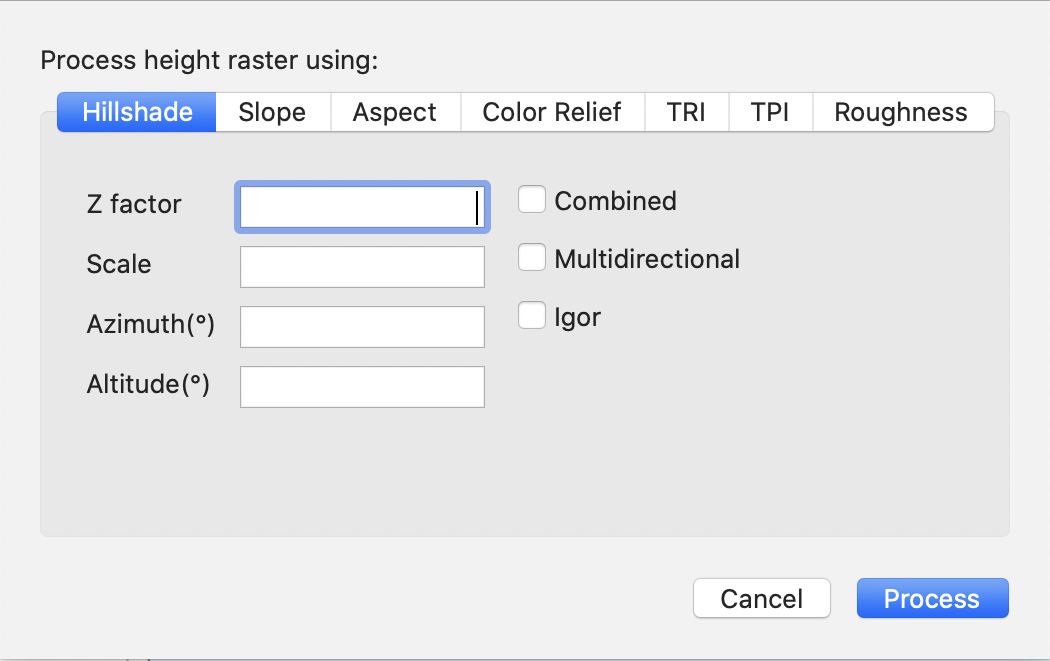 Process Height Raster sheet